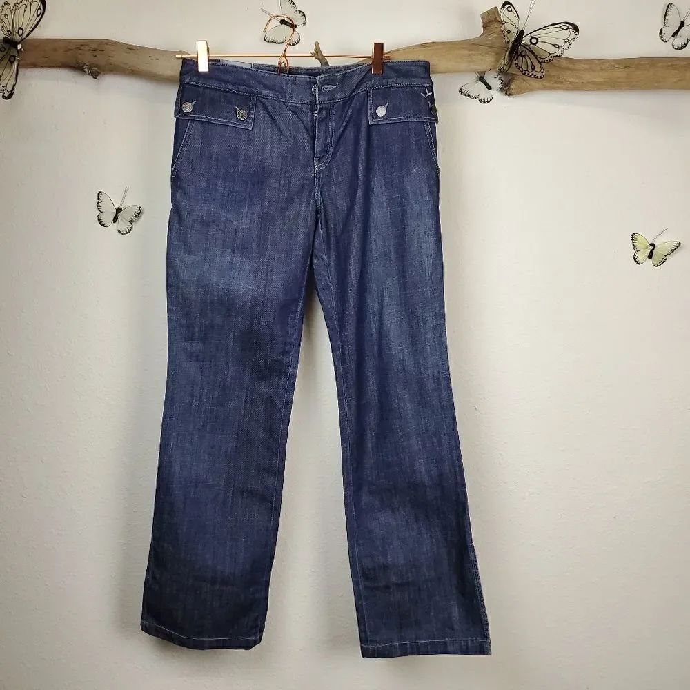 Banana republic med wash trouser wide leg spit hem